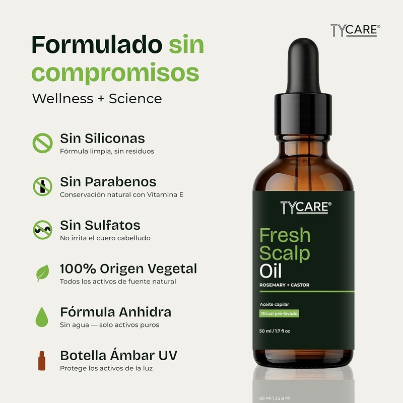 Fresh Scalp Oil – Aceite Capilar Pre-Lavado con Romero, Ricino,