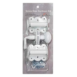Screen Door Hardware Kit with Self-Closing Hinges White