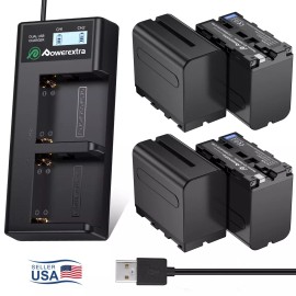 Powerextra 8800mAh Battery for Sony NP-F950 NP-F960 NP-F970 NPF970Pro,Dual Rapid Charger - 3x NP-F970 Batteries