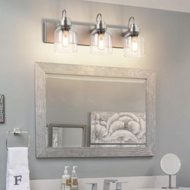 PRESDE Vintage 3 Light Bathroom Light Fixtures Over Mirror Brushed Nickel Bathroom Vanity Lights with Bubble Glass Shades Bath Vanity Lighting