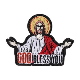 God Bless You Patch, 1Pcs Christian Bible Verse Embroidered Sew On Velcro Patches, Tactical Military Morale Hook And Loop Patch, Faith Based Applique Patches For Backpacks, Vests, Jackets, Jeans, Hats