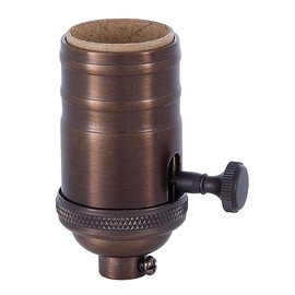 B&P Lamp® 3-Way, Turned Brass Lamp Socket (E26) with Antique Bronze Finish, no UNO Thread