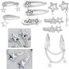 Silver Punk Snap Clips and Star Barrettes, Y2K Harajuku Hair