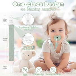 TYRY.HU - Clips para chupete de bebé, paquete de 2 clips para soporte Binky Paci, correa para chupete para niños y niñas, correa suave, universal, se adapta a la mayoría de chupetes