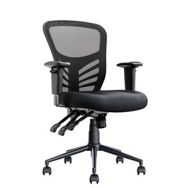 Click365 Flow Mid Back Mesh Office Chair Lumbar Support Extra Padded Seat Black