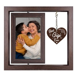 DIENADFX Best Gigi Gift Rotating Picture Frame, Gigi Gifts for Grandma, Grandma Birthday Mothers Grandparents Day Gifts, Grandma Picture Photo Frames, Grandparents Wood Picture Frames for 4x6 Photos