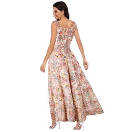 OSTOO Women's 2025 Summer Boho Floral Print Tiered Casual Flowy Long Maxi Dress(Pink,M)