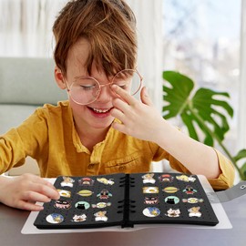 Pin Badge Display Book,8 Pages Enamel Pin Display for Store 350+ Pins,Waterproof Brooch Collection Storage Holder,Felt Jewelry Organizer Book for Pins, Brooches,Badges,Medals (Black)