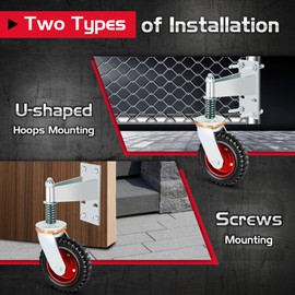 6 Inch Heavy Duty Fence Gate Wheel 500lb Capacity for Metal Tube Gates with 360 Degree Rotation Spring Loaded Caster Includes Screws and Screwdriver Durable Wheel for Smooth Gate Operation (Silver)