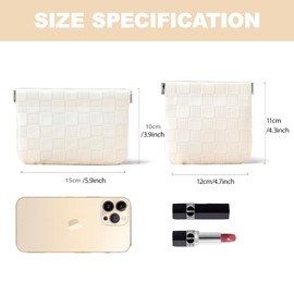 Easyplum 2PCS Leather Pocket Cosmetic Bag for Purse,Coin Purse Lipstick Cosmetic Accessories Organizer, Travel Kit Storage Pouch,Waterproof Portable No Zipper Self-closing Small Makeup Pouch for Women