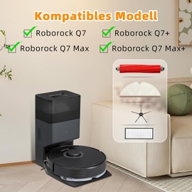 Alloytool 20 St1ck Zubeh?rset f1r Roborock Q7 / Q7+ / Q7 Max / Q7 Max+ Staubsauger Ersatzteile Enth?lt 2 Hauptb1rste 4 Wischt1cher 4 HEPA-Filter 4 Staubbeutel 6 Seitenb1rsten (Schwarz)