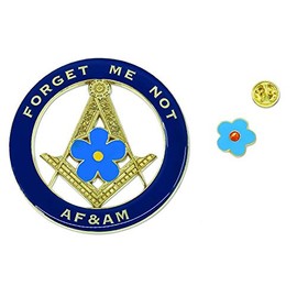 Forget Me Not AF&AM Auto Emblem Lapel Pin Masonic Combo Pack