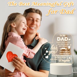 QYMCAT Dad Night Light Gifts for Fathers Day Dad Birthday Gifts for Dad from Daughter Son, Christmas Gifts for Step Dad Father in Law, Acrylic Engraved Lamp Night Light, Fathers Day Present