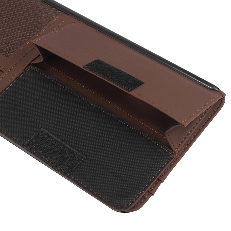 X AUTOHAUX Brown Car Truck Sun Visor Organizer Sunglasses Case