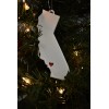 CALIFORNIA STATE OUTLINE LOS ANGELS HEART CUTOUT HOLIDAY ORNAMENT USA