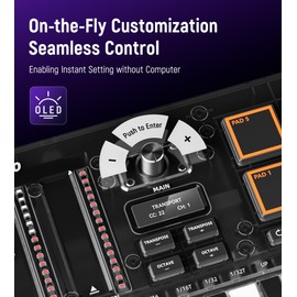 Synido USB C MIDI Keyboard Controller 25 Keys with 8 Backlit Drum Pads, OLED Screen, Compact Mini MIDI Controller for Music Production – Black, TempoKEY K25