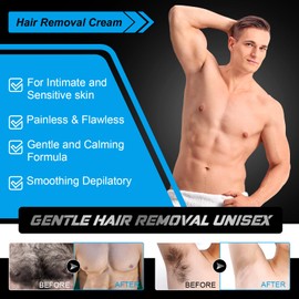 Intimate/Private Hair Removal Cream for Unwanted Hair in Underarms, Private Parts, Pubic & Bikini Area, Painless Flawless Depilatory Cream for Men, Sensitive Formula for All Skin Types, 2.1 Oz