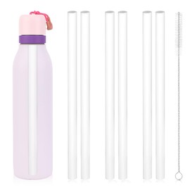 6pcs Replacement Straws for Owala FreeSip Twist 24oz, Reusable Plastic Cup Straws with Cleaning Brush for Owala Insulated Stainless Steel Water Bottle 24oz Tumbler Accessories Parts(White)