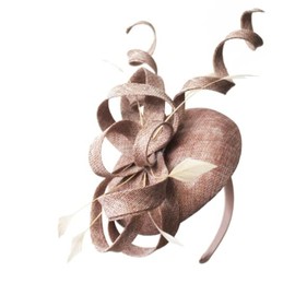 Caprilite Pillbox Swirl Loop Sinamay Headband Fascinator for Women Wedding Ascot Races (Dusty Pink)