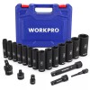WORKPRO 20Piece 1/2''Drive Deep Impact Socket Set 6-Point Cr-V Steel