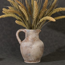 Varsoul Ceramic Rustic Farmhouse Vase with Handle, Terracotta Vase, Minimalist Decorative Vases for Home Decor, Table, Living Room, Shelf, Christmas Decoration(Terra)