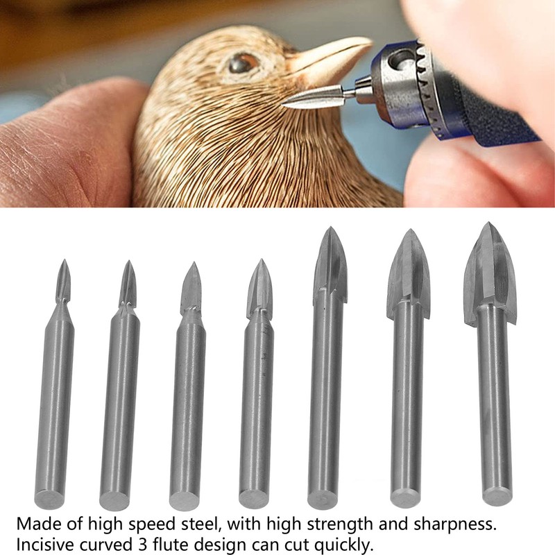 7Pcs Engraving Drill Bit 6mm Shank High Speed Steel Carving