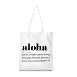 DHKG Aloha Definition Hawaiian Gifts Hawaii Tote Bag for Women Dictionary Typography Hawaii Souvenirs Beach Bag Shopping Bags Reusable Grocery Bags for Female Bestie Friend Grandma Christmas Birthday