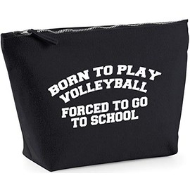Hippowarehouse Born to play volleyball forced to go to school printed make up cosmetic wash bag 18x19x9cm