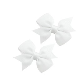 Baby Hair Bows Clips Fully Lined Grosgrain Boutique Solid Ribbon Mini Bows for Girls Teens Infants Kids Toddlers Newborn 2pcs Colors in Pairs (white.)