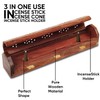 Handmade Wooden Brown Incense Stick Holder Burner Storage Coffin Box