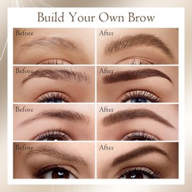 2-in-1 Eyebrow Pencil with Gel, Microblading Eyebrow Pencil with 4 Fork Tips, 2-in-1 Brow Pen and Sealing Brow Gel, Waterproof Eyes, Brow Pencil, Magic Eyebrow Pencil, Natural (04# Black)