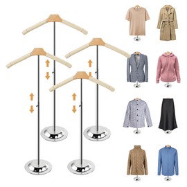 Fumingpal 20-35 Inch Height Adjustable Shirt Display Stand, T Shirt Display Stand for Vendors, Shirts Rack for Clothing Dress Garment Coat Retail (White, 4 Pcs)