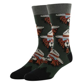 ooohyeah Men’s Funny Rocky Mountain Crew Socks, Crazy Novelty Cotton Dress Socks Gift, National Parks Merch, Rocky Mtn. Bear
