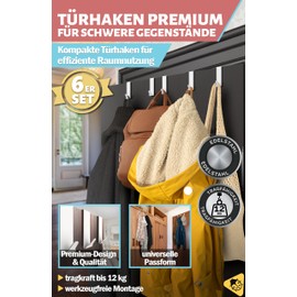 Menz Premium Door Hooks Pack of 6 White Door Hooks 20 mm