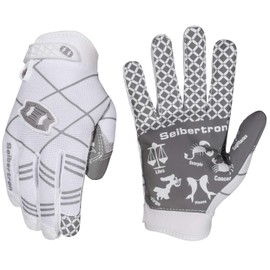Seibertron Pro 3.0 Twelve Constellations Elite Ultra-Stick Sports Receiver Glove Football Gloves Youth White XL