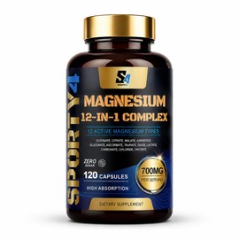 Magnesium 12-in-1 Complex, 700mg with Magnesium Glycinate, Citrate, Malate, Oxide, Taurate,Aspartate,Gluconate, Ascorbate,Lactate,Cabonate,Chloride and Orotate - 120 Capsules (120)