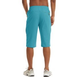 TACVASEN Men's Military-Style Elastic Capri Shorts Ripstop Cropped Pants Zipper Pockets Quick Dry Shorts Below Knee Shorts Relaxed Fit Pants Lake Blue, 40