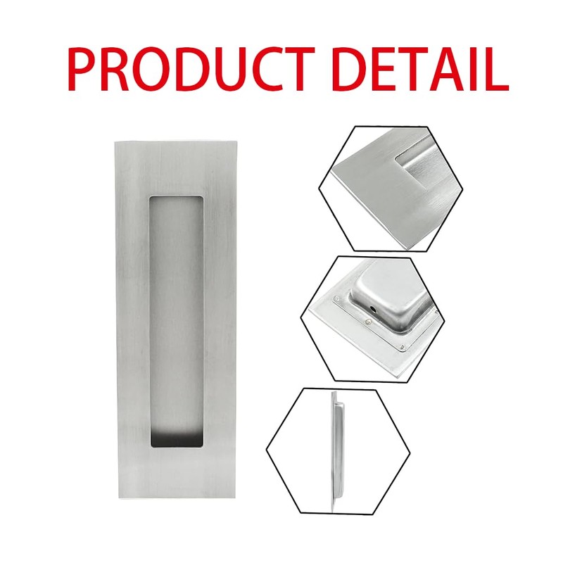 2 Pack 150mm Flush Sliding Closet Door Pulls,Pocket DoorPull,Brushed Stainless