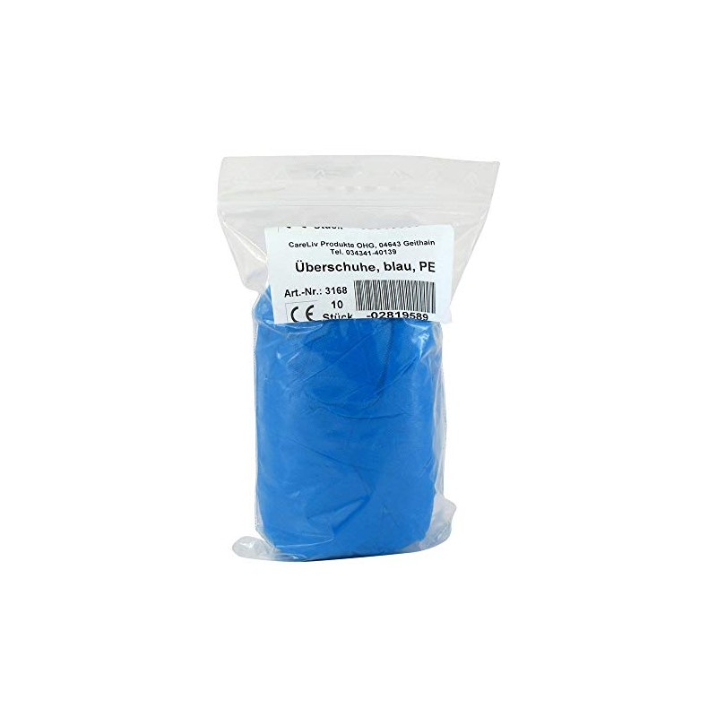 Disposable Plastic Overshoes Blue Pack of 10