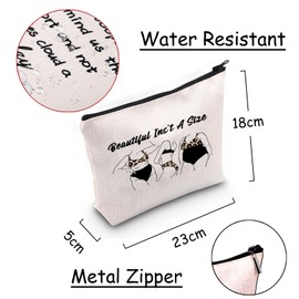 JXGZSO Motivational Quote Cosmetic Bag Beautiful Ins't A Size Love Your Body Self Love Gift For Women Positivity Vibes Gift, Beautiful Ins't A Size