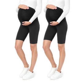 Be Mammy Womans Short Maternity Leggings Tights 2Pack BE20-228 (2Pack Black/Black, XL)
