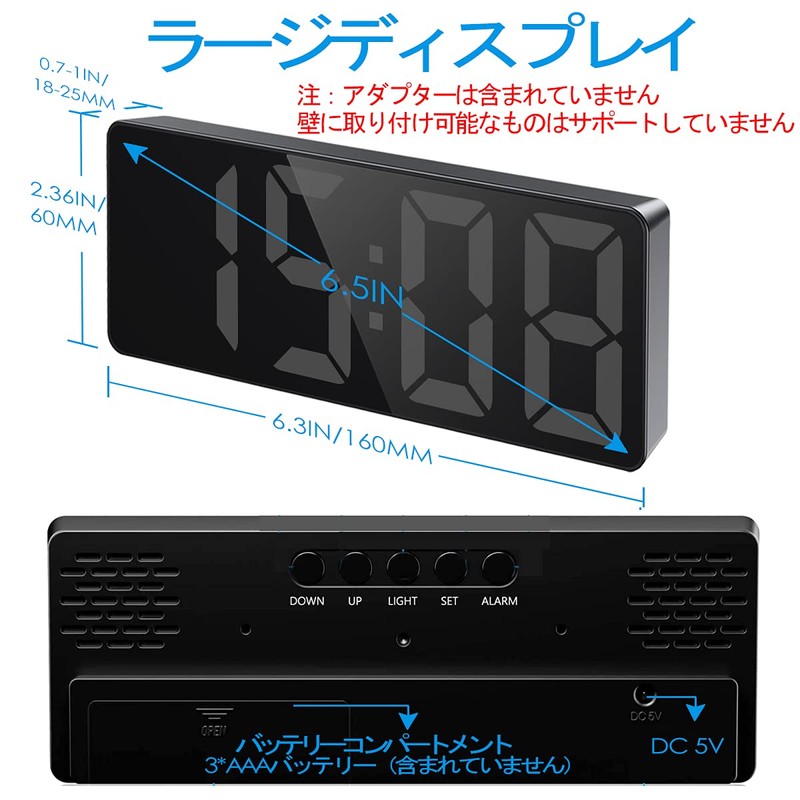 Digital LED Alarm Clock, Table Clock, Temperature and Calendar Display,