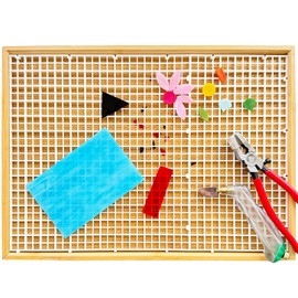 17"x12" Stained Glass Cutting Mat, Double-Layer Detachable Design, Great for Scoring and Cutting Glass, Catching Glass Shards, Stained Glass Cutting Tools Supplies (1 Type Grid - White)