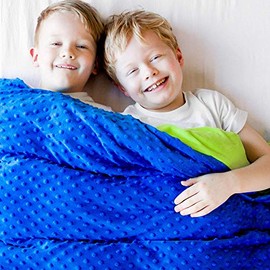 Harkla Kids Weighted Blanket (10lbs) - Cooling Bamboo Weighted Blanket for Children Weighing 70lb to 90lb - Soft and Comfortable Minky Fabric - Duvet Cover & Weight