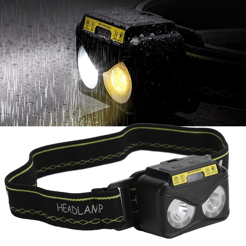 Brighter Headlight XPG+COB USB Human Induction Charging Outdoor Waterproof Hiking