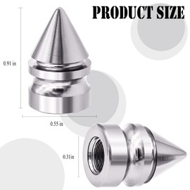 MEAJOO 4 PCS Spiked Style Tire Valve Stem Caps, Corrosion Resistant, Universal Aluminium Alloy Dustproof Tire Valve Stem Covers for Cars, SUV, Trucks, Bikes, Motorcycles, Bicycles(Silver)