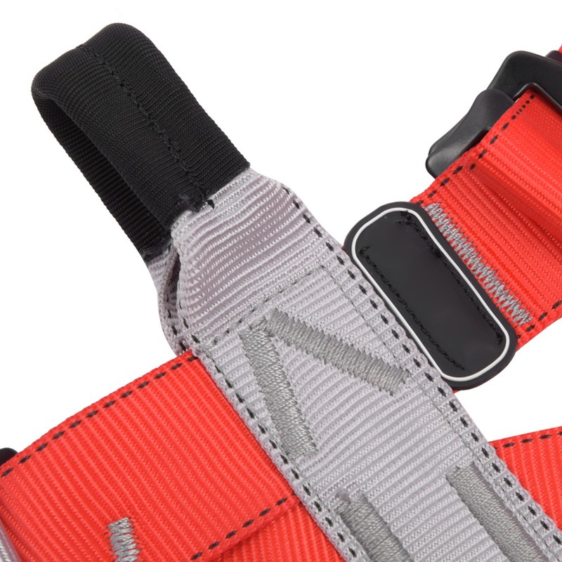 Red Gray Polyester Full Body Rock Climbing Harness Outdoor Protection