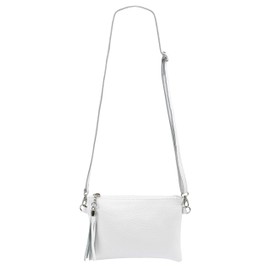 SH Leder Real Leather Shoulder Bag, Clutch Bag, Small Evening Bag, 22 x 15 cm, Anny, G248 - White -