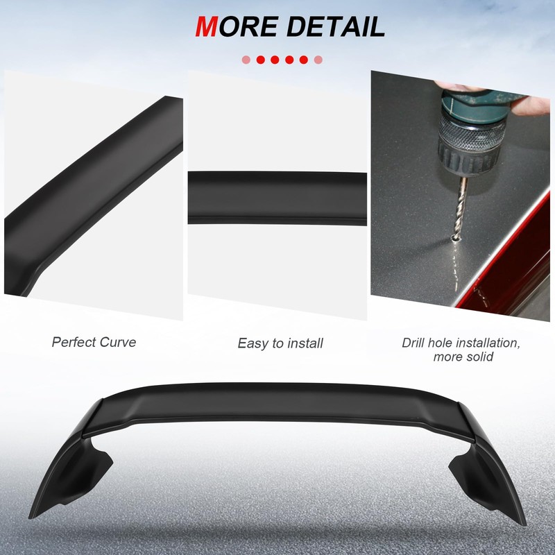 cciyu MUG Style Rear Trunk Lip Spoiler Wing Fits for