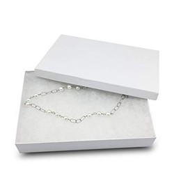 TheDisplayGuys 25-Pack #75 White Swirl Cotton Filled Paper Jewelry Boxes (7 1/8" x 5 3/16" x 1 5/16") for Gift Display Shipping & Retail
